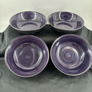 Bowls Stoneware McLeland Design Purple Swirl/Black Stone Set Of 4 8 1/8” D